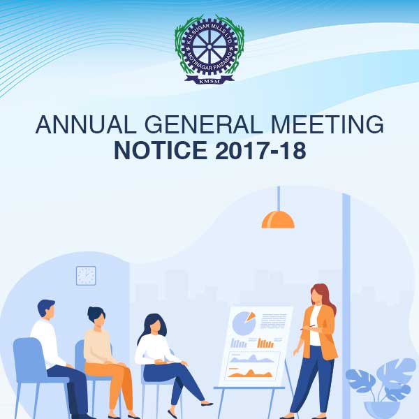 KM Sugar Annual General Meeting Notice 2017-18